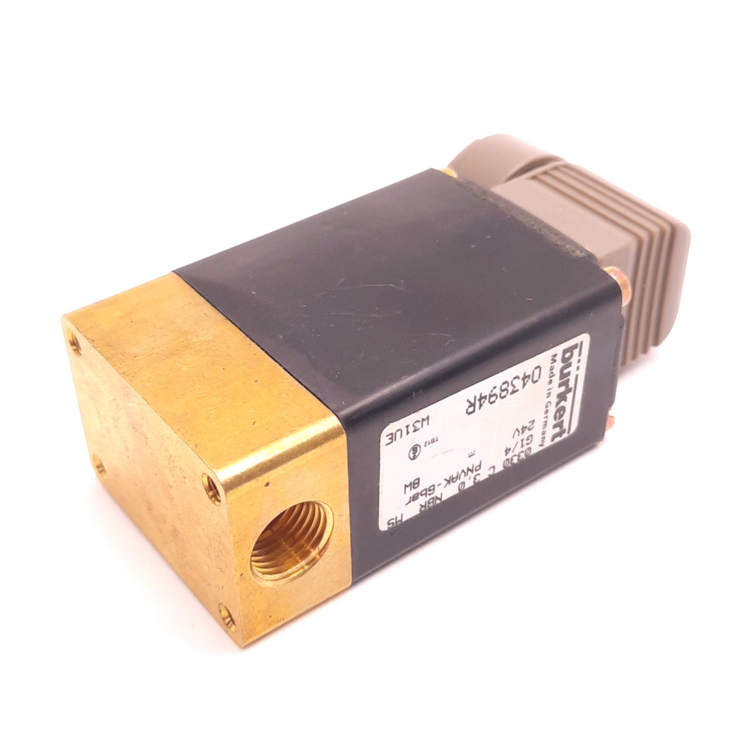 Used Burkert 0330 C 3.0 NBR MS Solenoid Valve G1/4" Port 24v DC Coil, Vacuum to 6 Bar