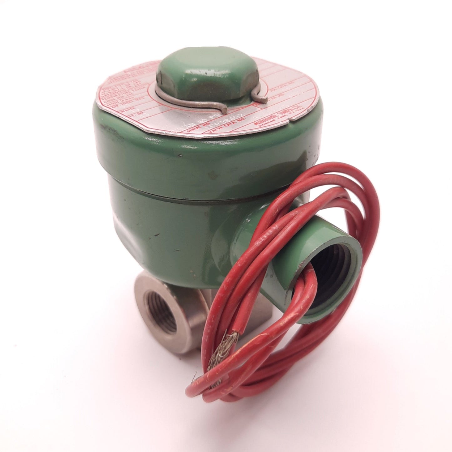 Used ASCO 8263A325 Solenoid Valve 120v AC, 1/8" NPT,60Psi Air/Steam, 45 Psi Water/Oil
