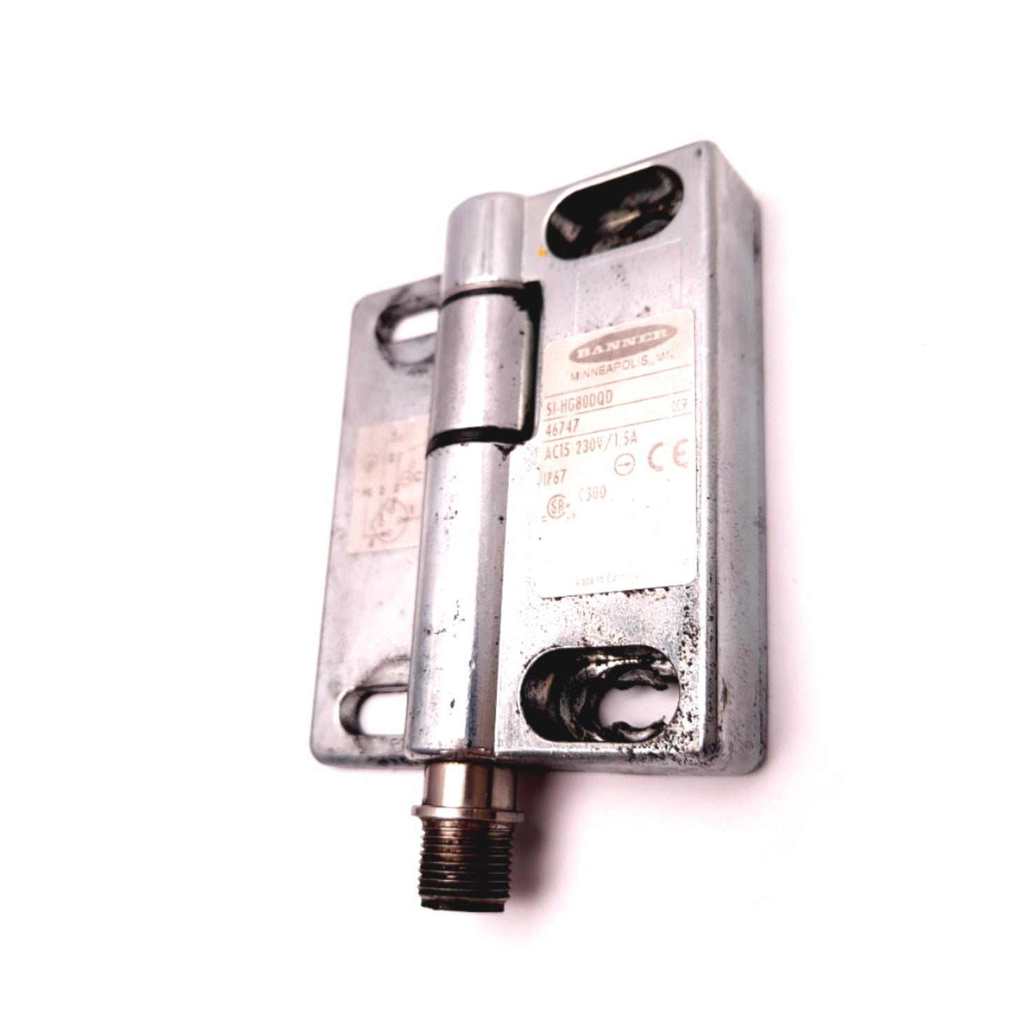 Used Banner SI-HG80DQD Safety Interlock Hinge Switch 250VAC 3A 60VDC 1NO/1NC M12