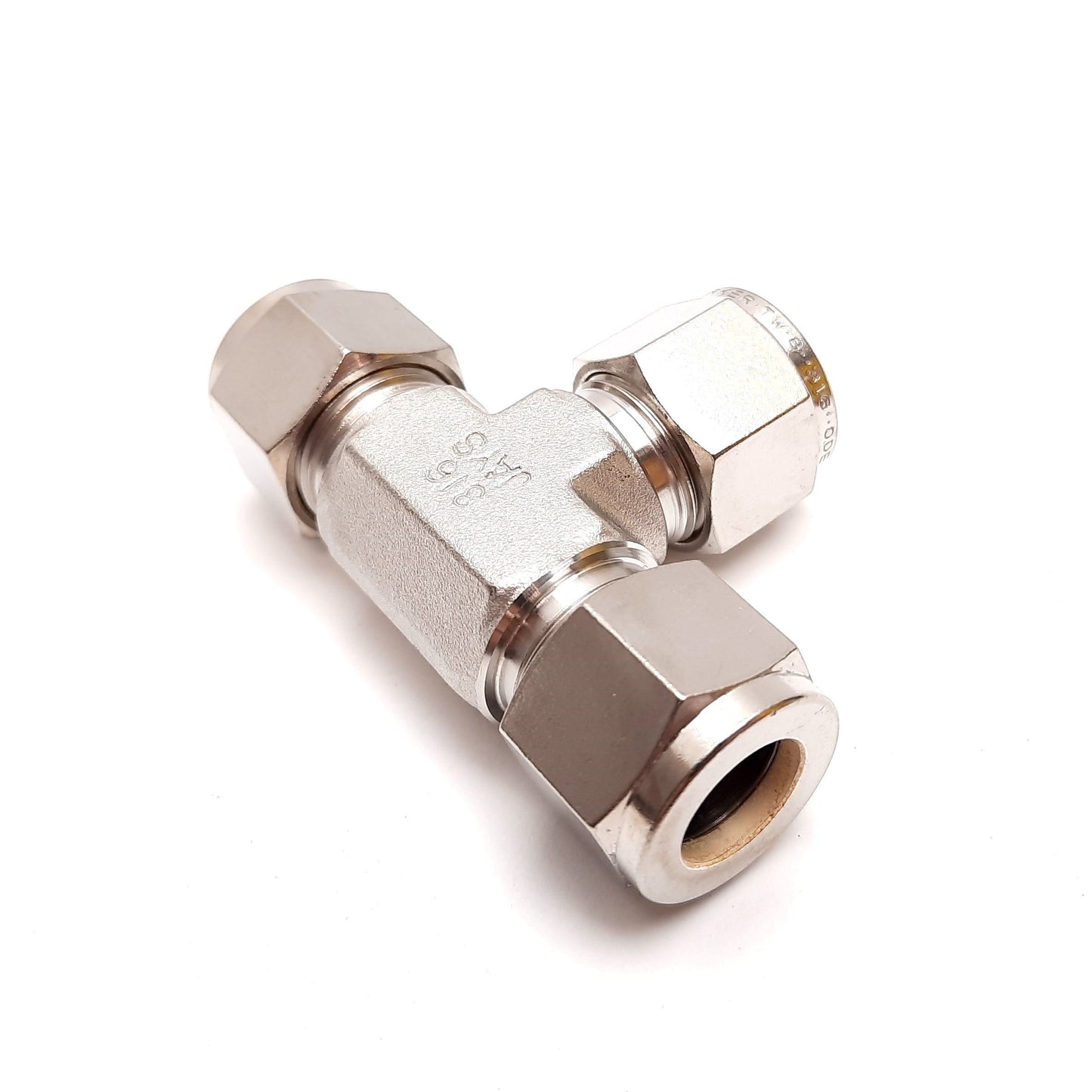 New – Open box Parker Yor-Lok Tee Fitting, 316 Stainless Steel, Connectors: 1/2" Tube OD