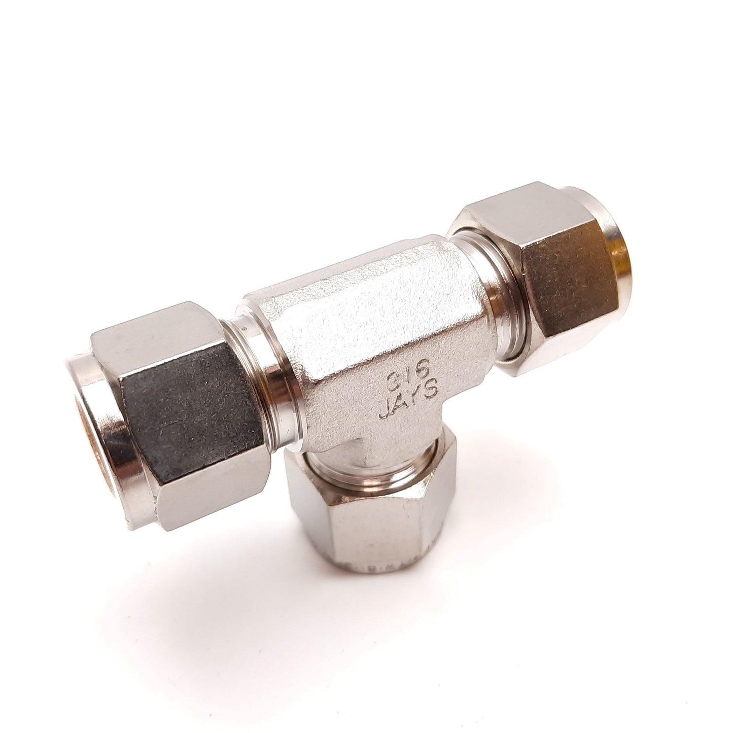 New – Open box Parker Yor-Lok Tee Fitting, 316 Stainless Steel, Connectors: 1/2" Tube OD