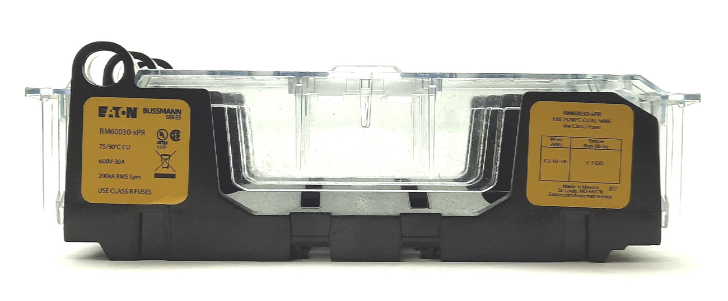 New EATON RM60030-3PR BUSSMAN Fuse Holder, 3-Pole, 3x Class R, 600V 30A