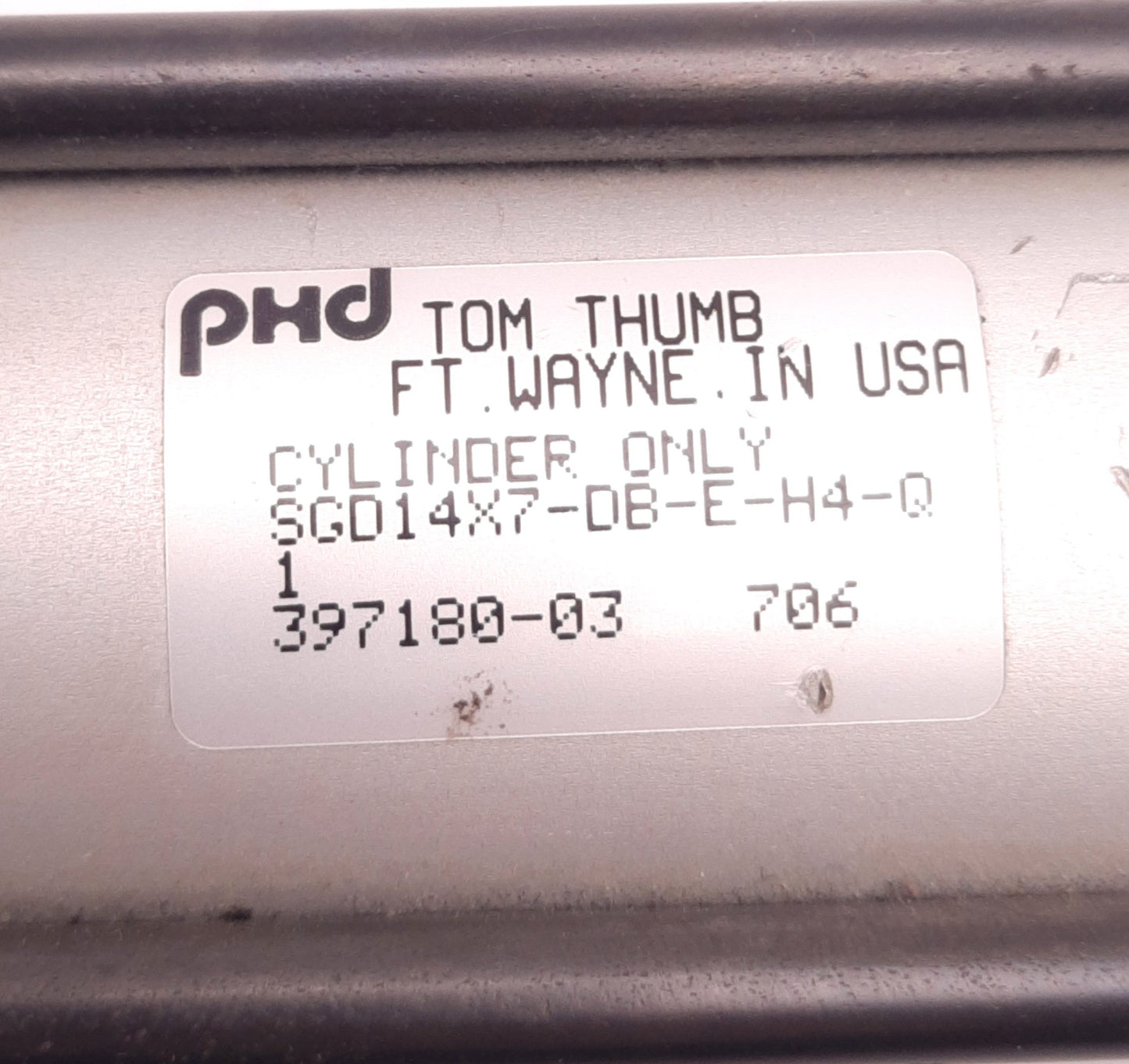Used PHD SGD14x7-DB-E-H4-Q Pneumatic Cylinder 6-1/4" Stroke, 1.5" Bore, Cushioned