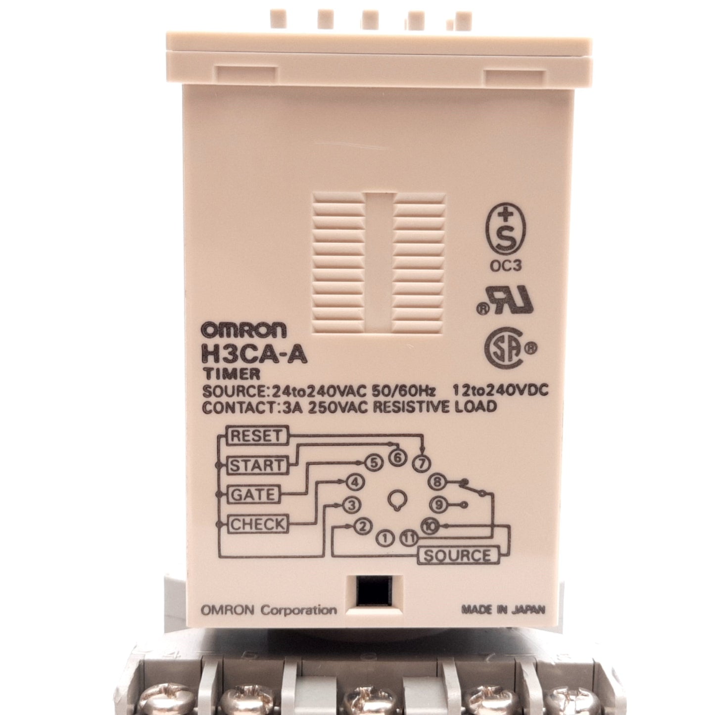 Used Omron H3CA-A Timer Source: 24 to 240VAC ~ 50/60Hz 4VA Max w/ Dayton 6X156E Base