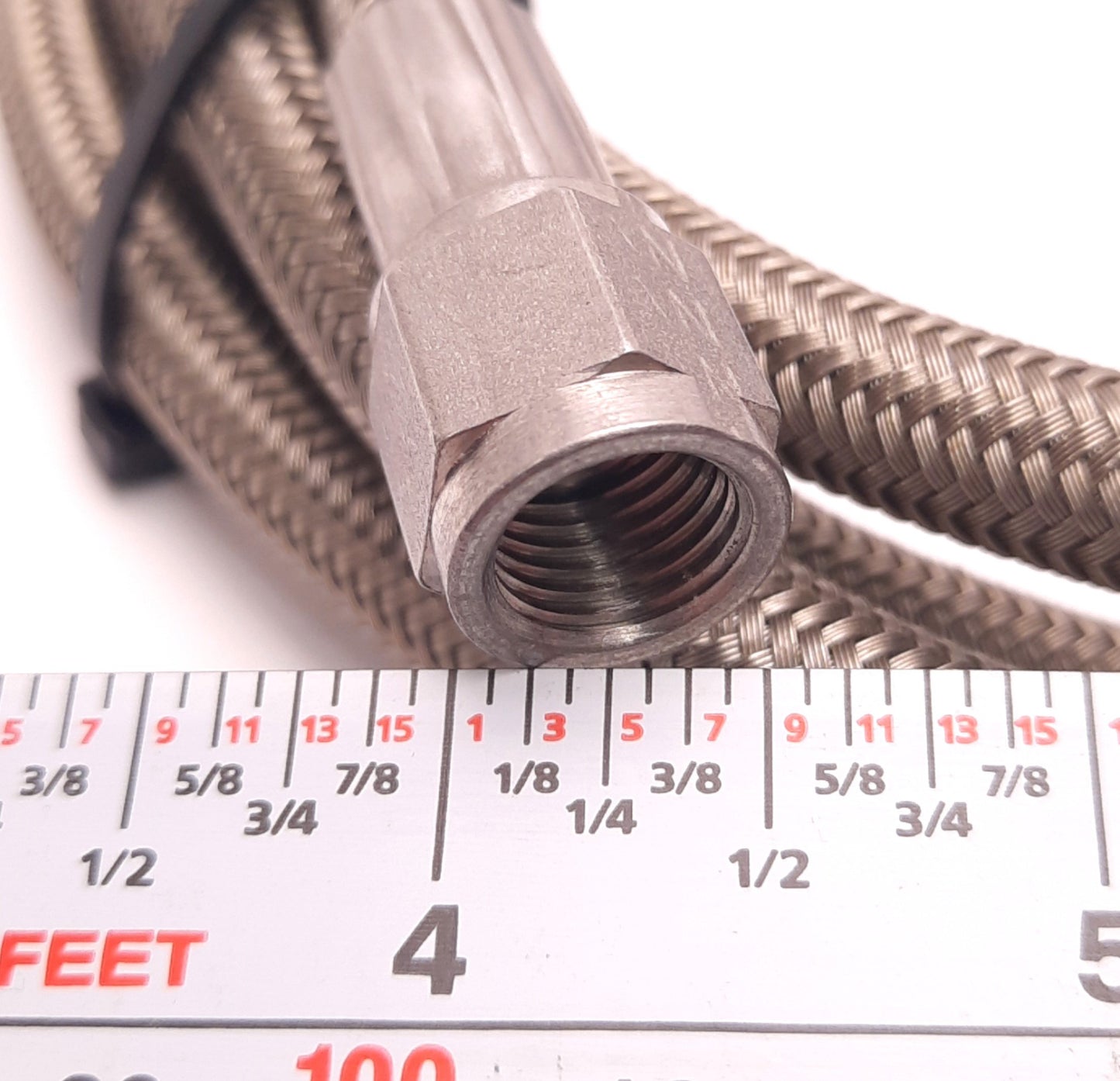 Used JIC Hydraulic Braided Hose Female JIC-4 Connection, 0.4" OD x 7 Ft Length