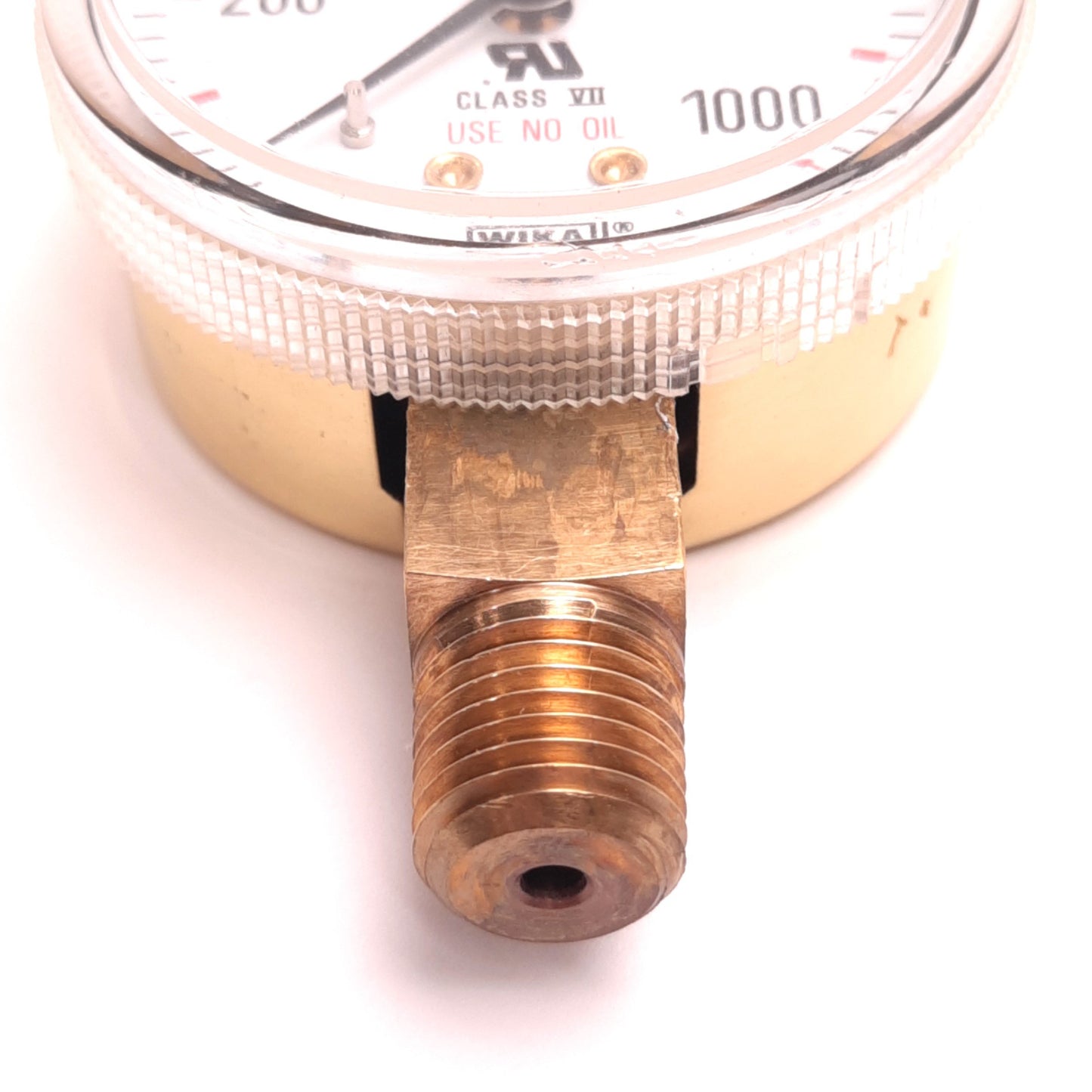 Used Wika 759-2-1000 Pressure Gauge Lower Mount, 0-1000 Psi, Dry, 1/4" NPT, Brass