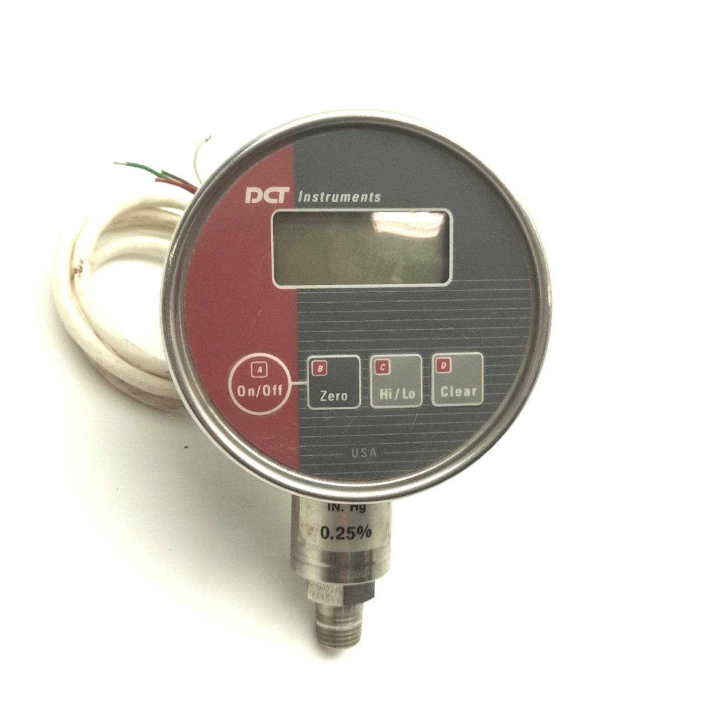 Used DCT Instruments TSE15VC Pressure Sensor and Gauge, 0-30In-Hg, 1/4"NPT