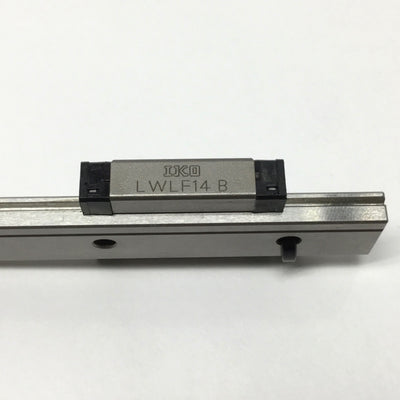 Used IKO LWLF14-B Linear Ball Slide Bearing Carriage 14mm Wide, w/ 90mm Guide Rail