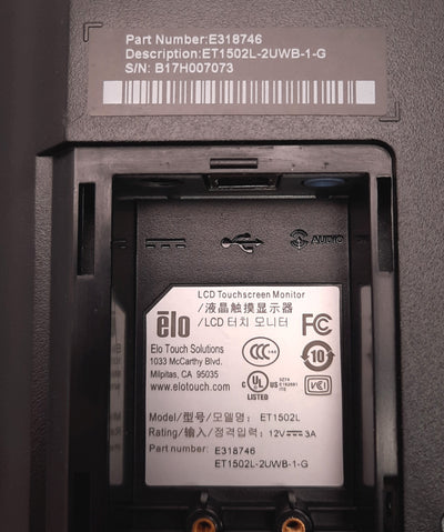 Used ELO E318746 LED Touch Monitor 15.6" HDMI, USB-B, 1366x768, 16:9, VESA 75 & 100