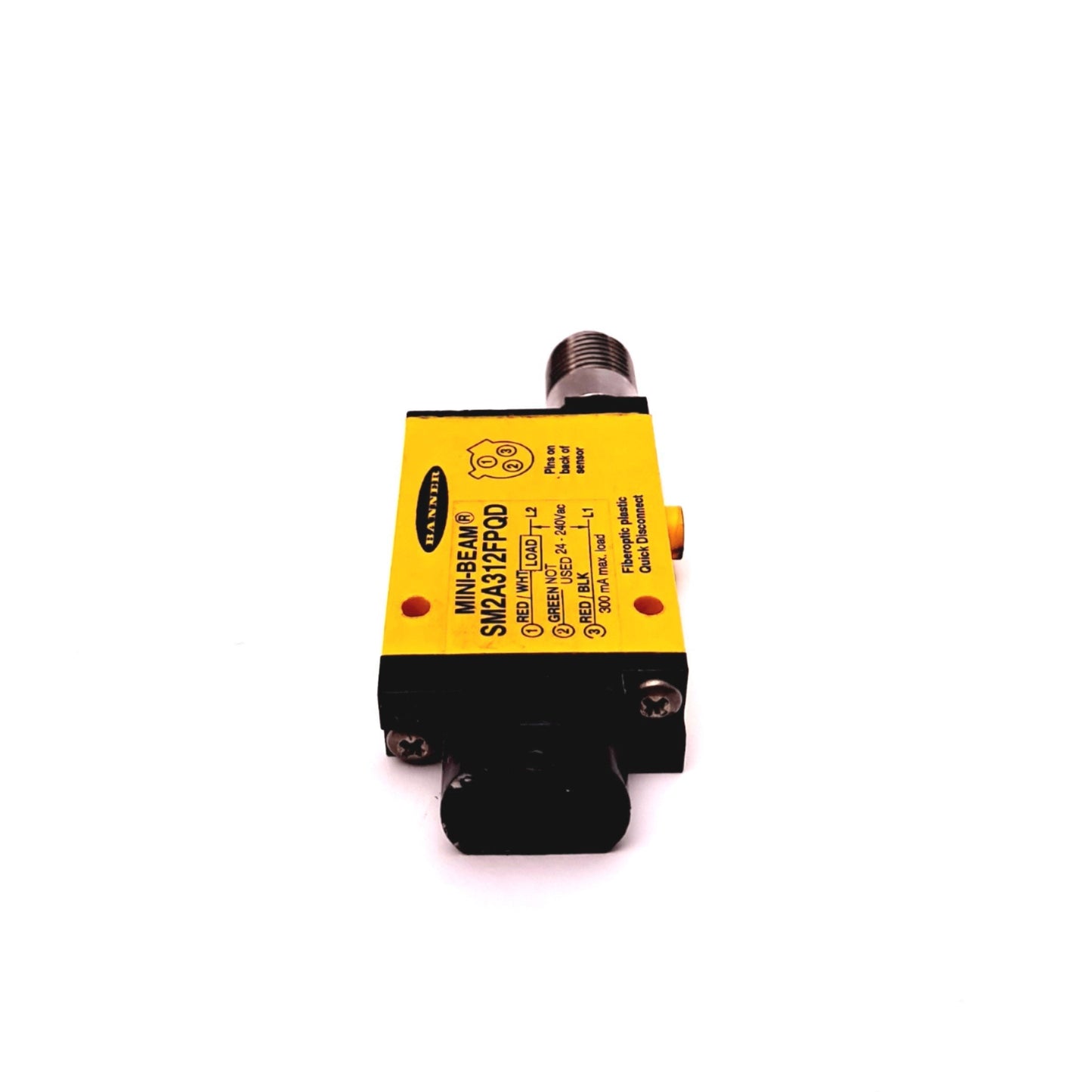 Used Banner SM2A312FPQD Mini Beam Fiber Optic Amplifier 24-240VAC 3 Pin 1/2" Thread