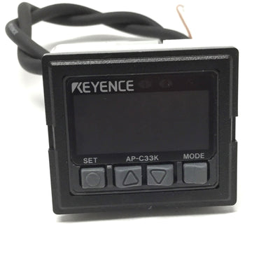 Used Keyence AP-C33K Digital Pressure Sensor 12-24VDC Panel Mount, NPN, 0-145psi