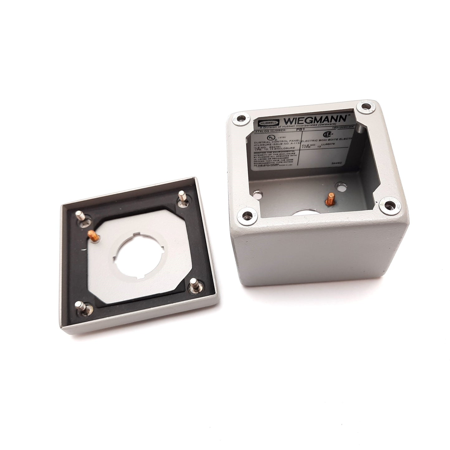 Used Hubbell Wiegmann PB1 Push Button Enclosure, Steel, 30mm, 3.8" x 3.6" x 3"
