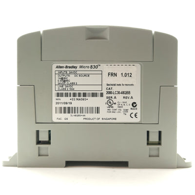 Used Allen Bradley 2080-LC30-48QBB Micro 830 PLC, 48x I/O, 5x Plug-in Modules, 24VDC