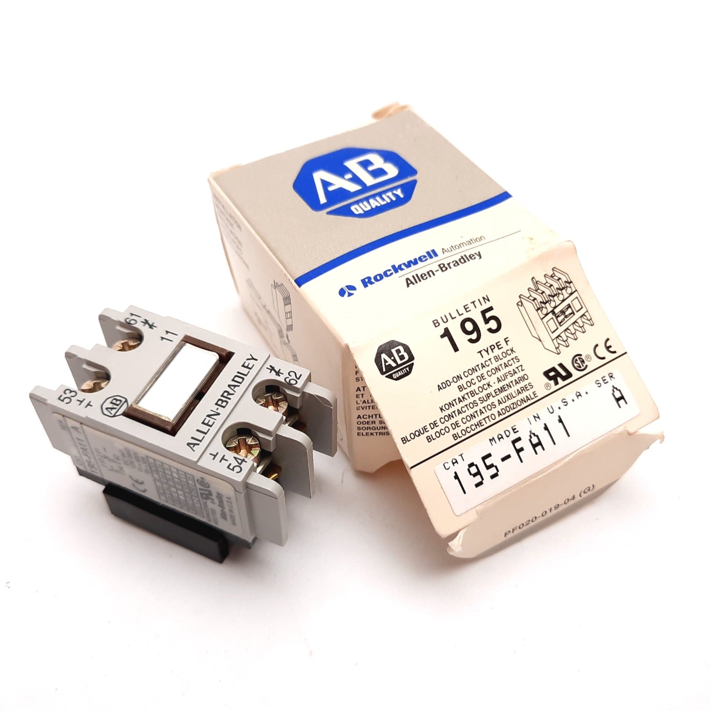 New Allen Bradley 195-FA11 Auxiliary Contact Block, 1x N/O 1x N/C, 690V 10A