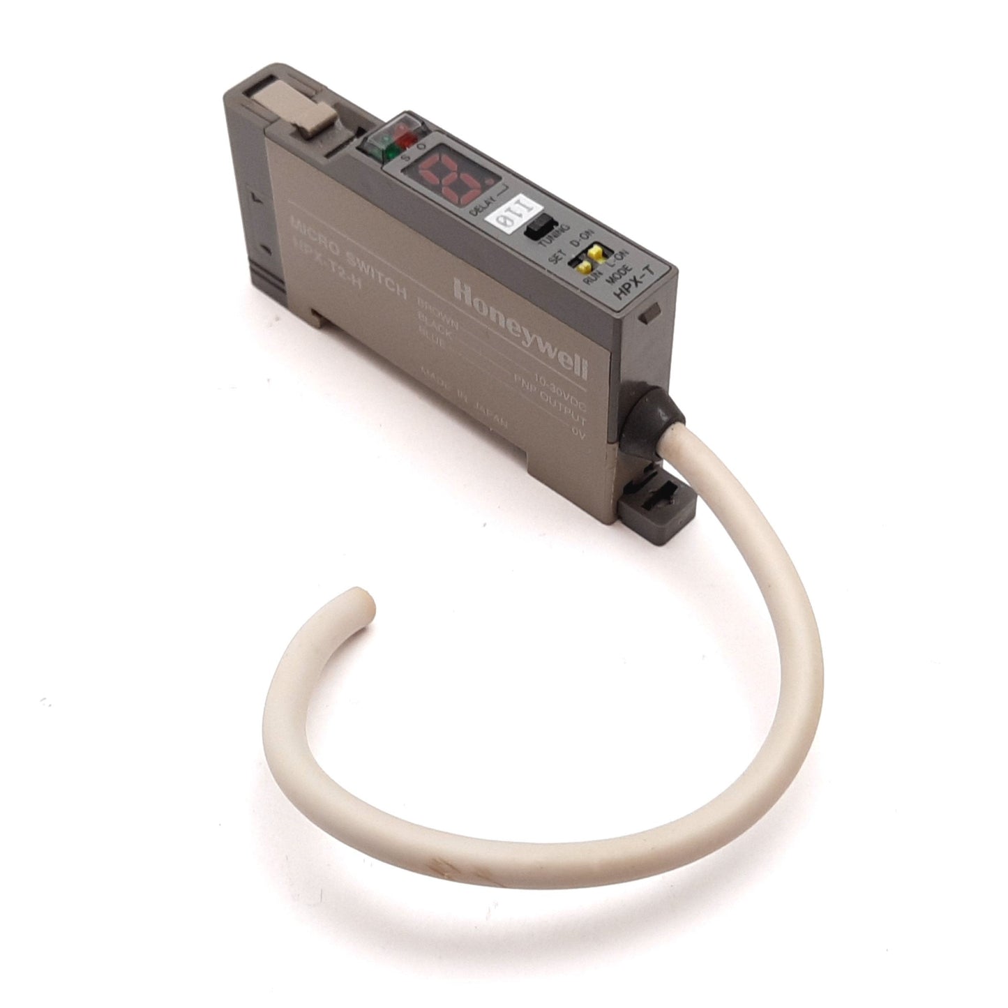 Used Honeywell HPX-T2-H Fiber Optic Photoelectric Micro Switch Sensor, 10-30VDC, PNP
