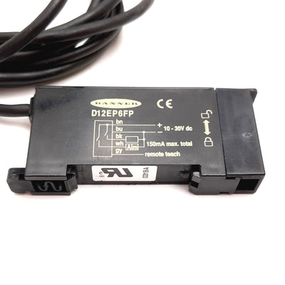 Used Banner D12EP6FP Fiber Optic Sensor, Supply: 10-30VDC, Output: PNP SPST, 5-Wire