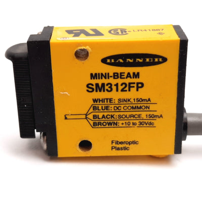 Used Banner SM312FP Photoelectric Sensor, Voltage: 10-30VDC, Output: 150mA, 4-Wire
