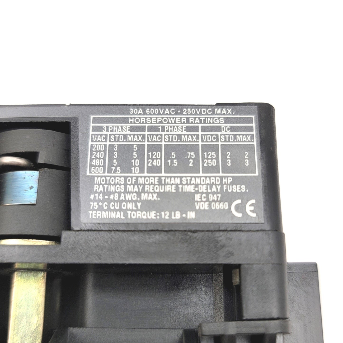 Used Allen Bradley 194R-NC030P3 Ser B Disconnect Switch, 3-Pole, 30A, 250VDC 600VAC