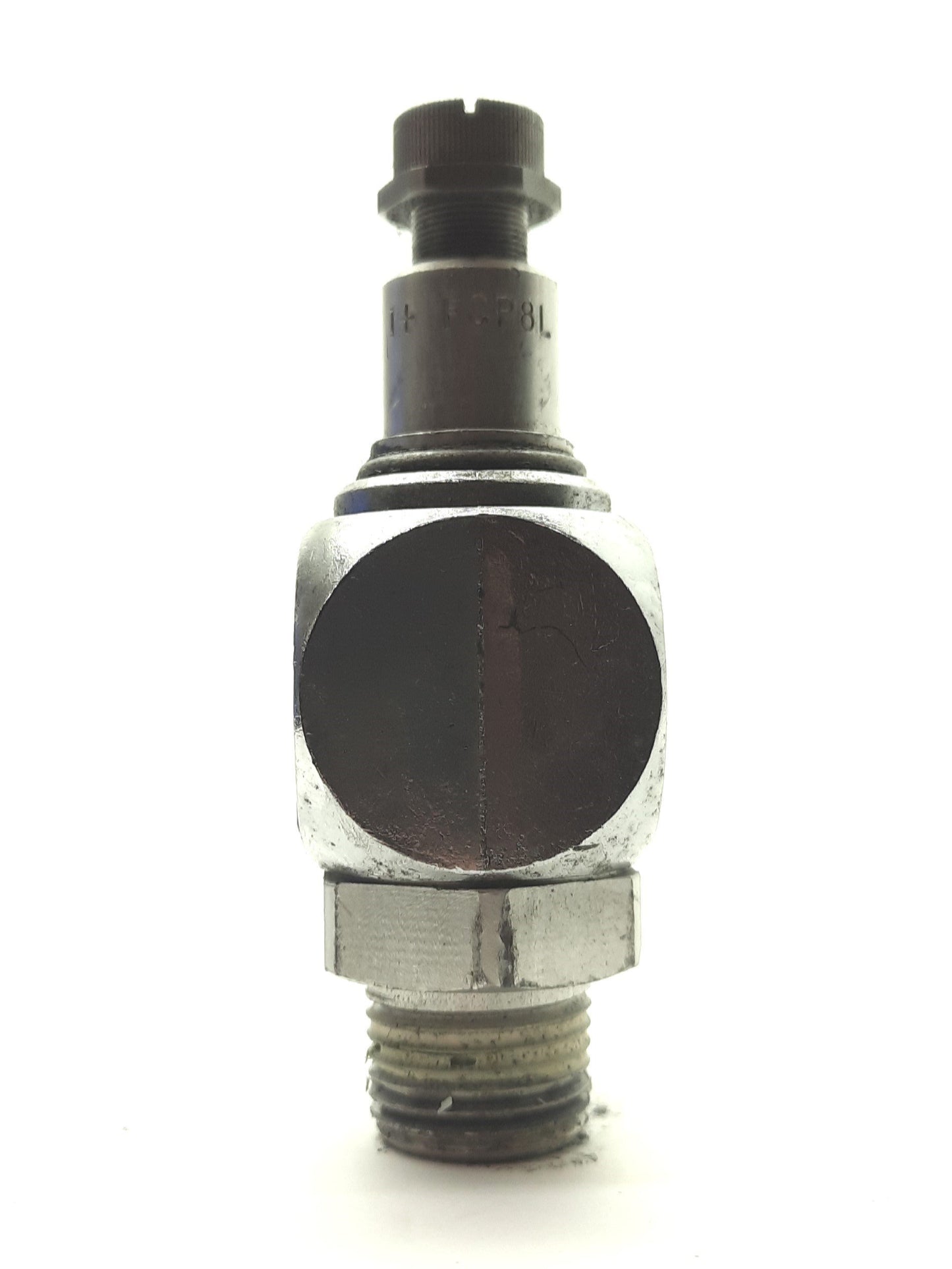 Used Bimba FCP8L Adjustable Flow Control Valve, 0-150PSI, 1/2"NPT Male to Female