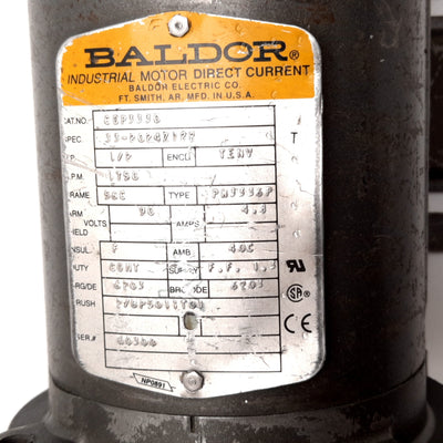 Used Baldor CDP3330 Electric DC Motor, 90VDC 4.8A, 1750RPM, 1/2HP, TENV 56C Frame