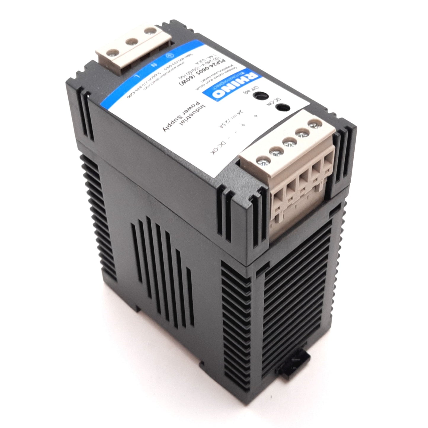 Used AutomationDirect Rhino PSP24-060S Power Supply 100-240VAC In, 24VDC 2.5A 60W Out
