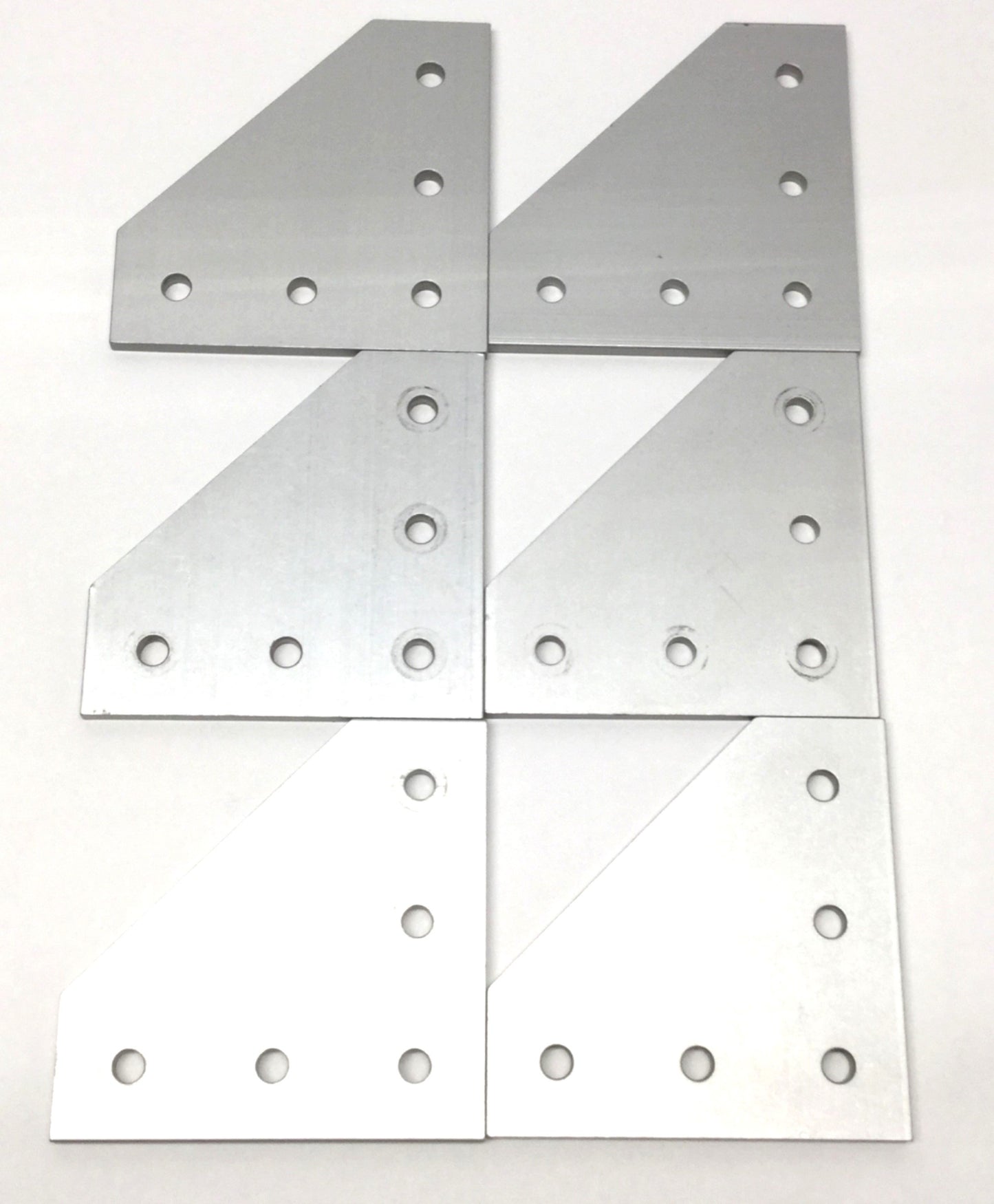 Used Lot of 6 80/20 4351 Aluminum Hardware 90° Angled Flat Plates, 5-Hole, 15-Series