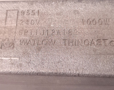 Used Watlow SPT1J12A18B Thincast Aluminum Strip Heater 1000W 240V, 12" x 1.5" x 0.5"