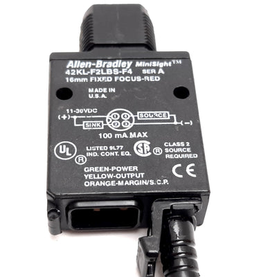 Used Allen Bradley 42KL-F2LBS-F4 MiniSight Photoelectric Sensor, 16mm, 11-30VDC