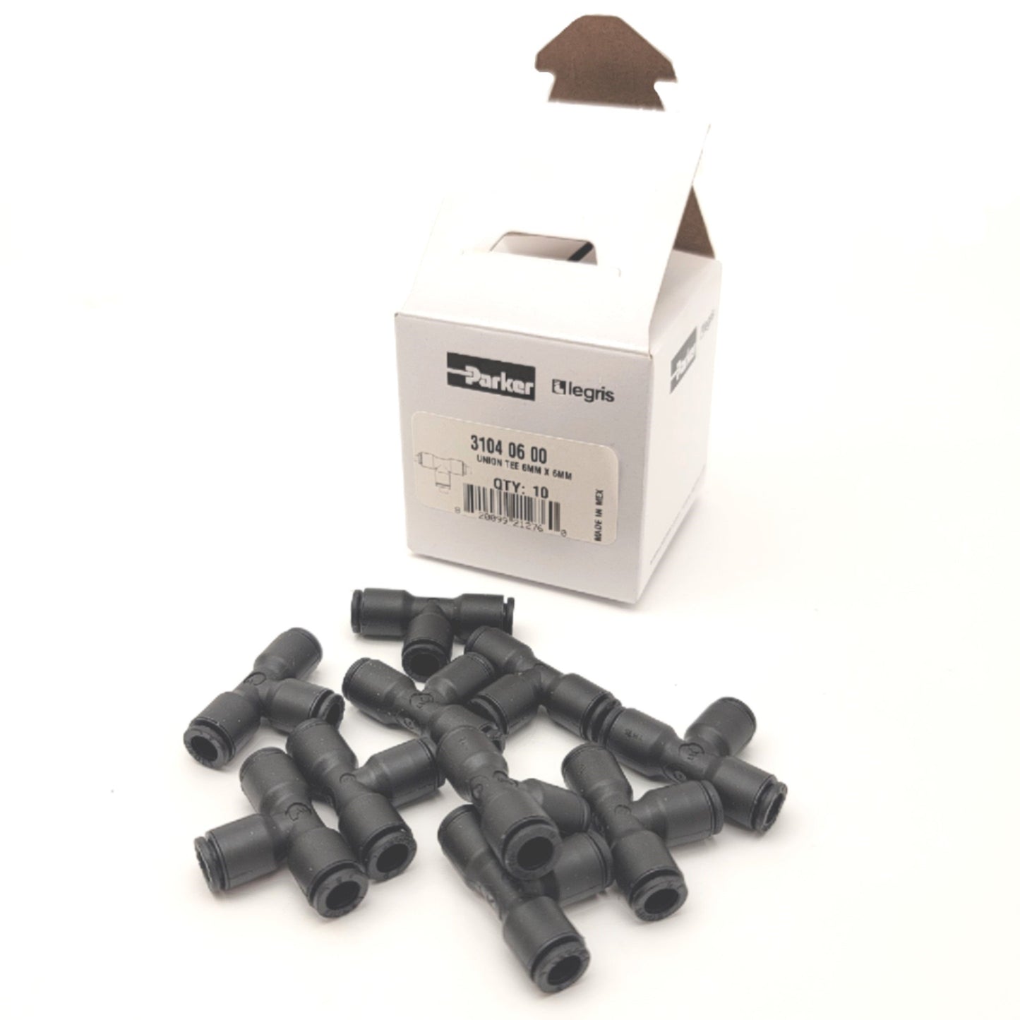 Used Box Of 10 Parker Legris 3104 06 00 Pneumatic Push-In Tee Fittings 6mm 290PSI Max