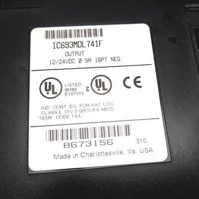 Used GE Fanuc IC693MDL741F Output Module 90-30 Series,12/24VDC, 0.5A, 16PT, Neg Logic