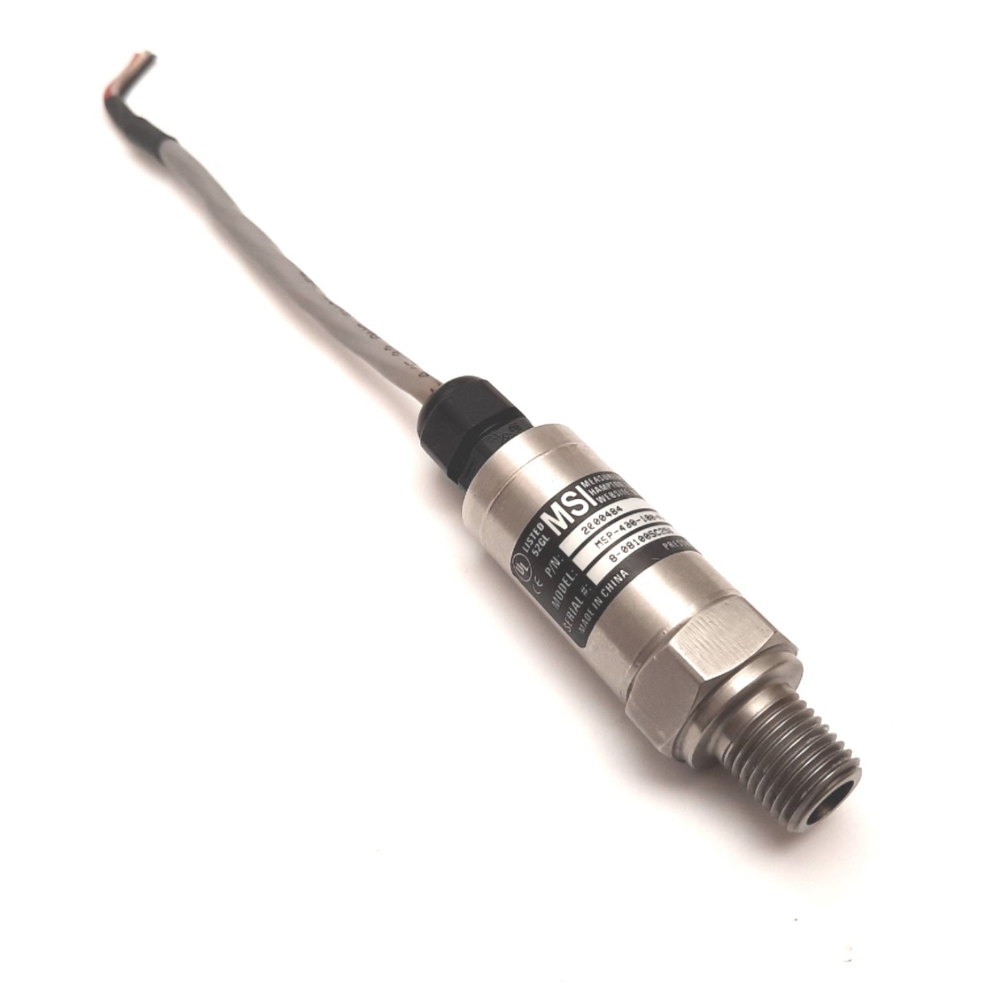 Used MSI MSP-400-100-P-4-N-1 Pressure Transducer, Pressure: 0-100psi, 30V, 1/4" NPT