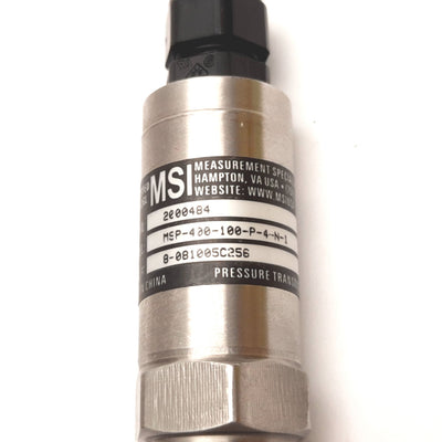 Used MSI MSP-400-100-P-4-N-1 Pressure Transducer, Pressure: 0-100psi, 30V, 1/4" NPT
