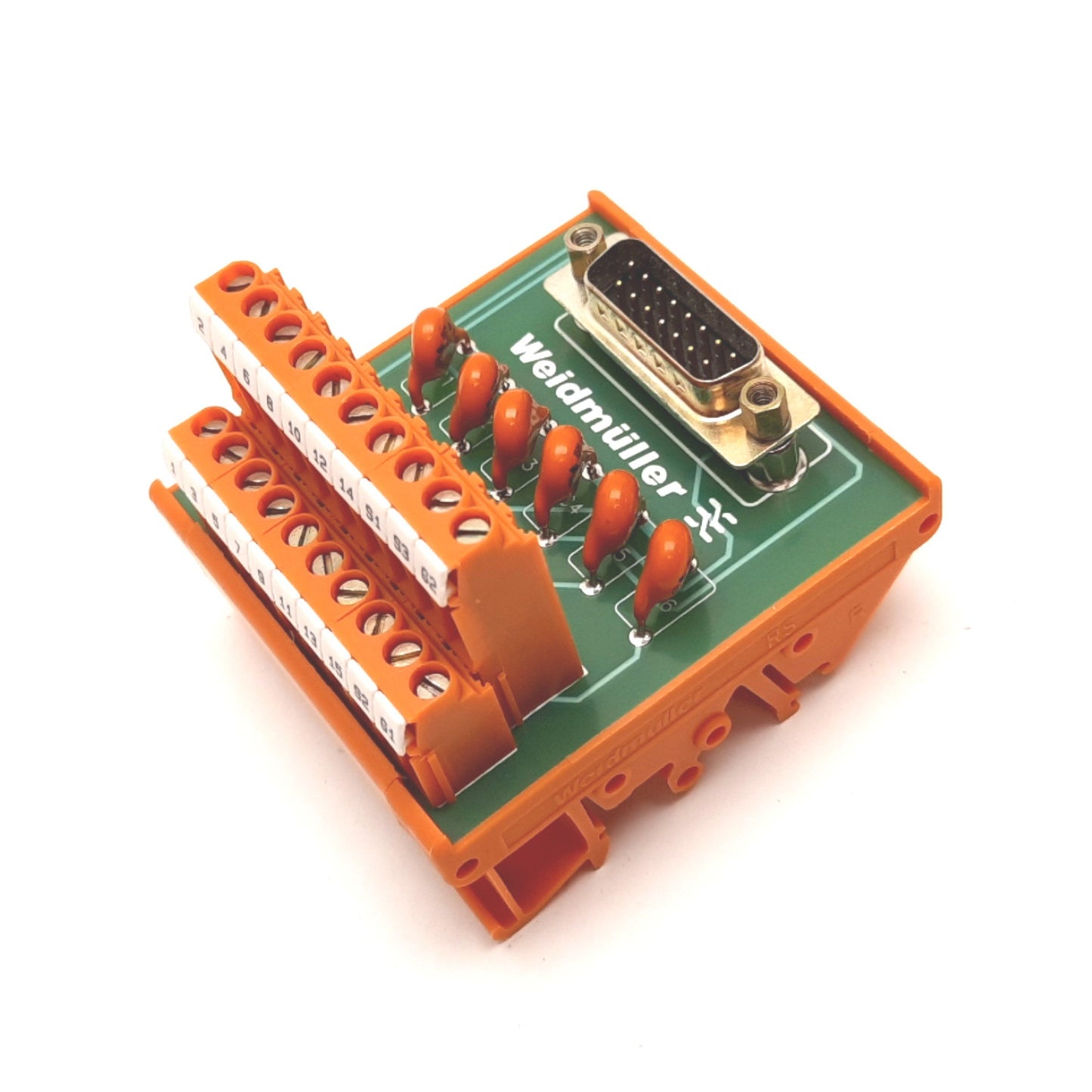 Used Weidmuller 998737-67 Interface Module, 15-Pin D-Sub Male to Screw Terminals