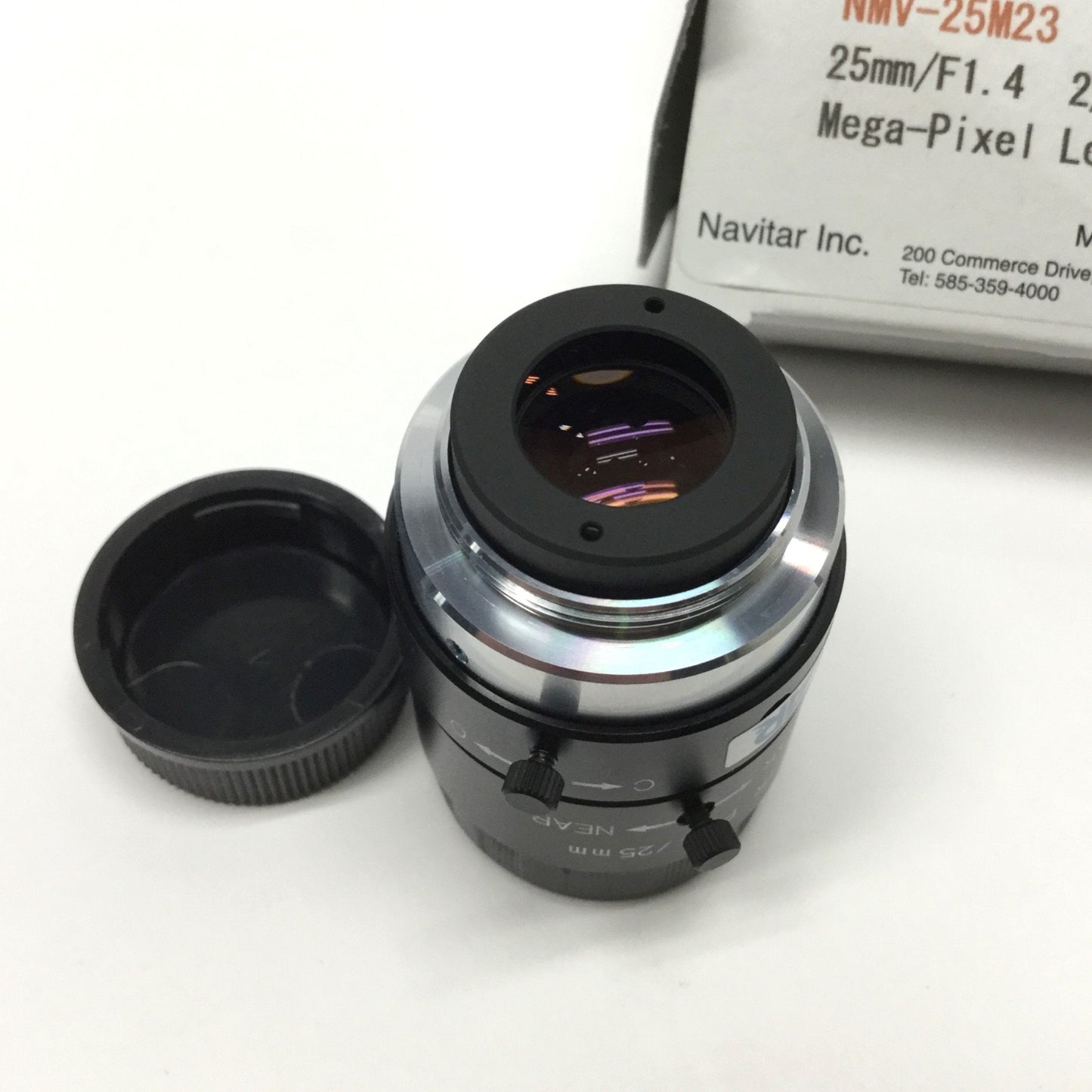 New – Open box Navitar NMV-25M23 Machine Vision 2/3" Format Camera Lens 25mm FL, f/1.4, C-Mount