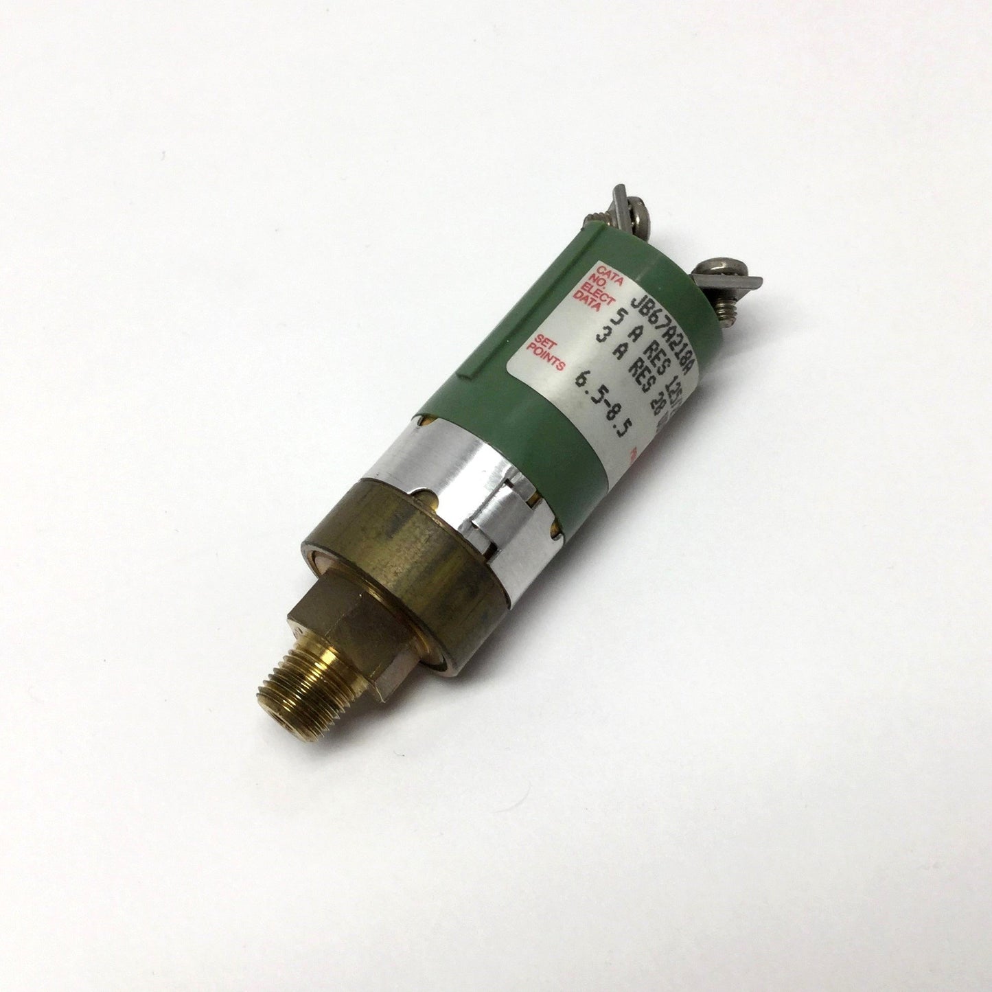 Used Asco JB67A218A Miniature Pressure Switch 6.5-8.5psi, 1/8" NPT, NO, 5A 250VAC