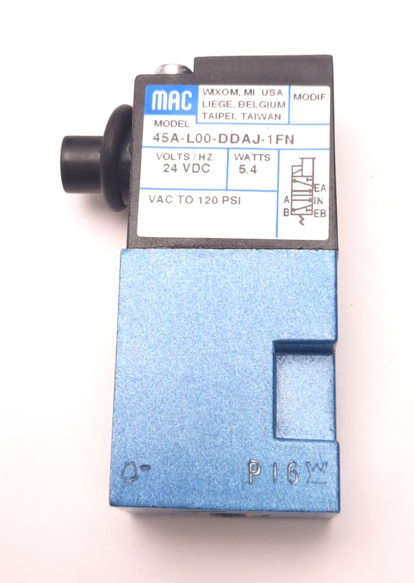 New Mac Valves 45A-L00-DDAJ-1FN Solenoid Valve 24v DC 5.4W, Non-Locking, 3-Pin