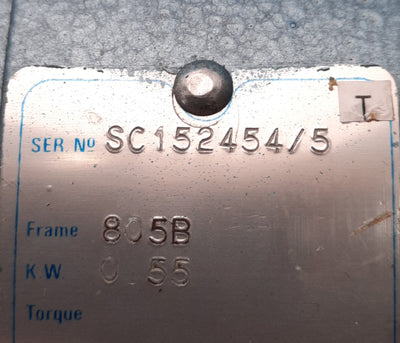 Used ATB Laurence Scott SC152454/5 DC Motor 90v, 7.6A, 3000 RPM, 0.55KW, NEMA 34