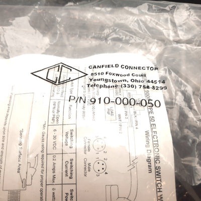 New Canfield 910-000-050 Position Sensor, 6-30VDC, PNP NPN N/O, 1/4" 60ø Dovetail