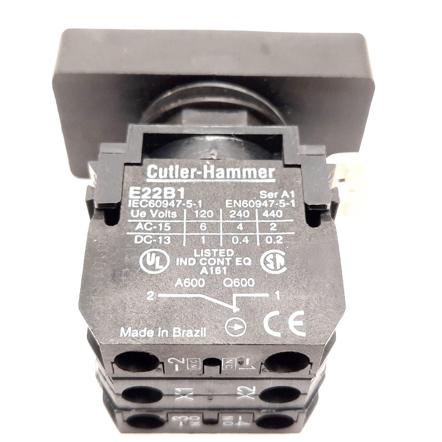 Used Eaton E22DB1B20X11C Illuminated Double Headed Pushbutton, Green Red, N/O N/C