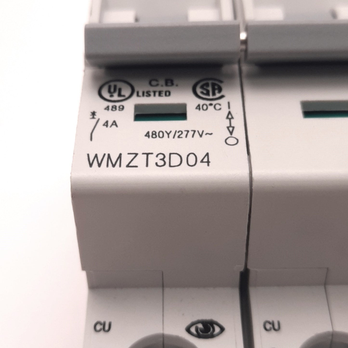 Used Eaton WMZT3D04 Circuit Breaker 3-Poles 277/480v AC 4 A, D-Curve, Din Rail Mount
