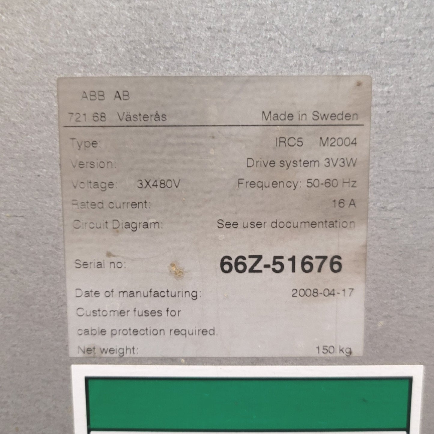 Used ABB Robotics IRB 660-180/3.5 4-Axis Palletizing Robot 3.5m Reach, 180kg Capacity