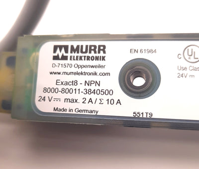 Used Murr Elektroknik 8000-80011-3840500 Exact8 Housing, 3-Pole, M8x10, 24v DC 2A