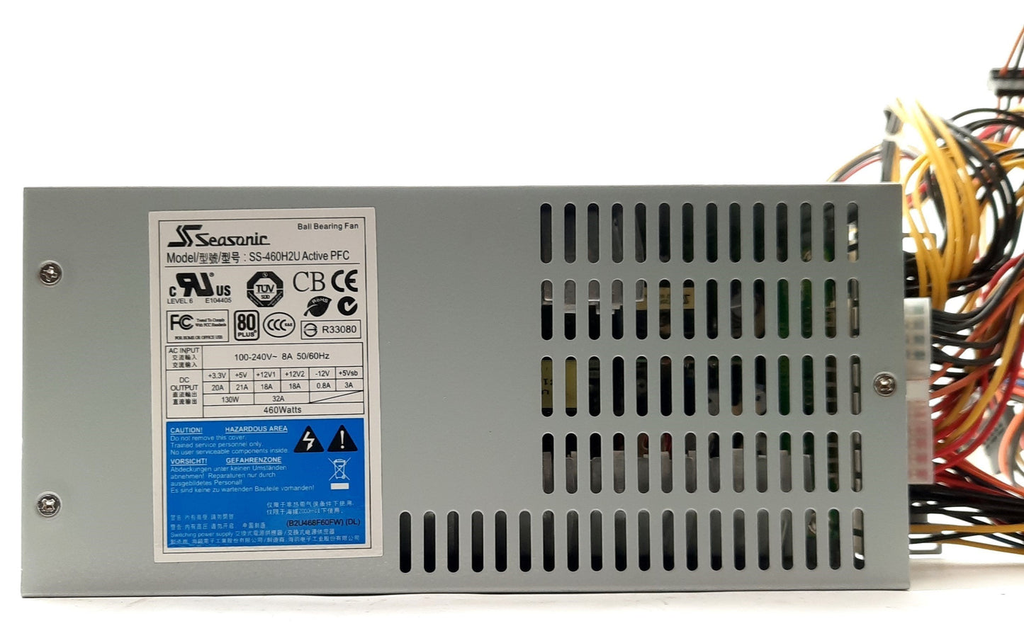 Used Seasonic SS-460H2U Computer Power Supply 2U ATX 460W 5x Molex 4x SATA 100-240VAC