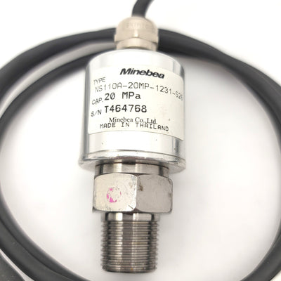 Used Minebea NS110A-20MP-1231-S26 Pressure Transducer 20MPa, 24VDC, G3/8, 4-20mA