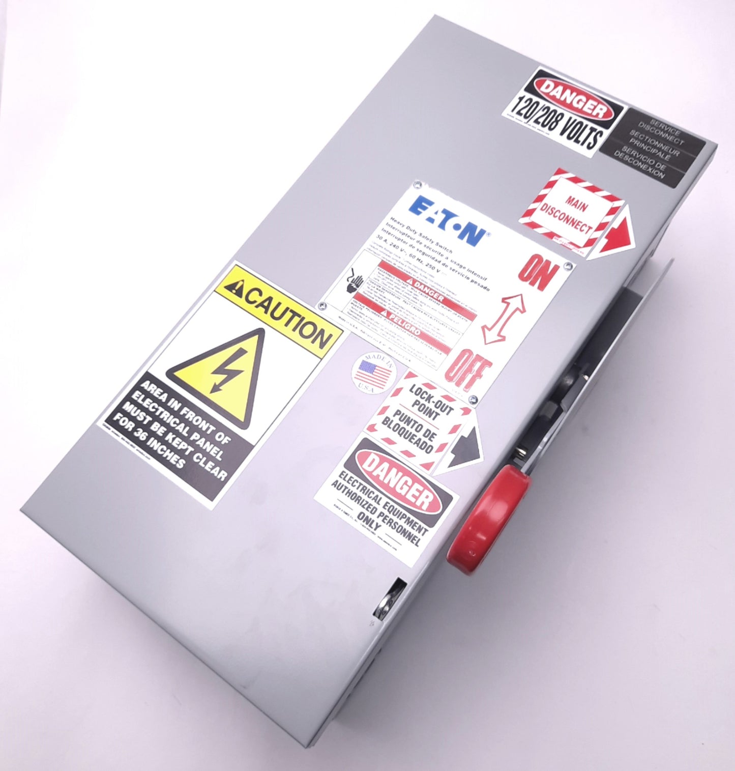 Used Eaton DK321NGK Single Throw Safety Switch 240v 30A, Three-Pole, 16"x8"x5"