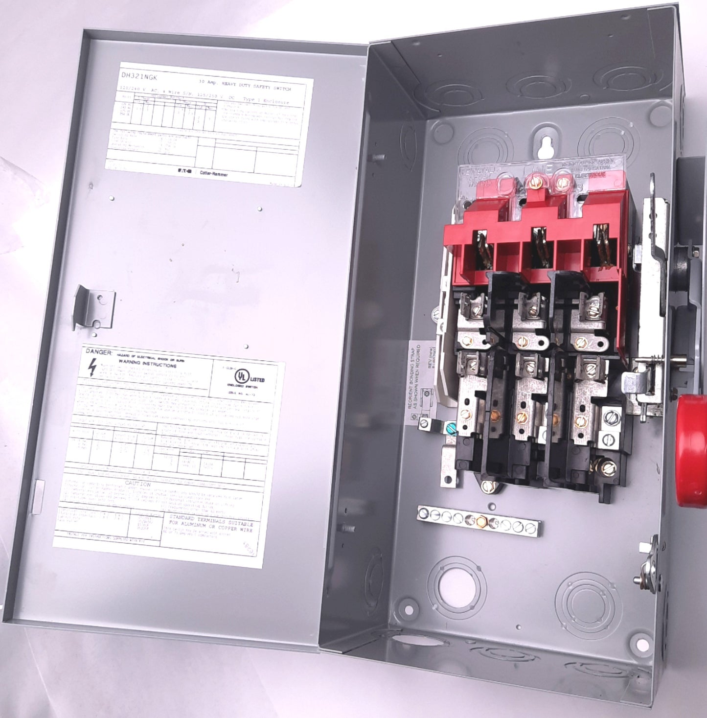Used Eaton DK321NGK Single Throw Safety Switch 240v 30A, Three-Pole, 16"x8"x5"