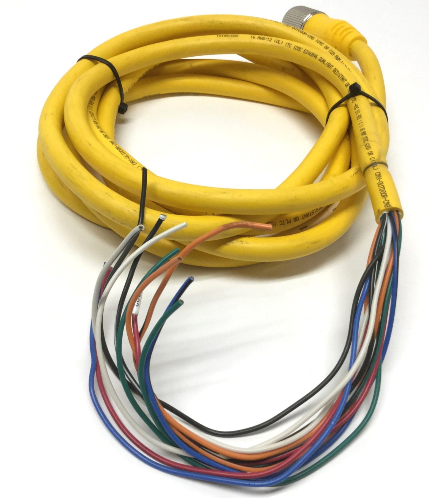 Used Turck RKM 126 U-00110 Minifast Cordset Cable, Female 12-Pin, Leads *Cut to 12ft*