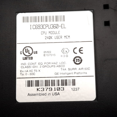 Used GE Fanuc IC693CPU360-EL Series 90-30 PLC CPU Module, 240K Memory, 25MHz