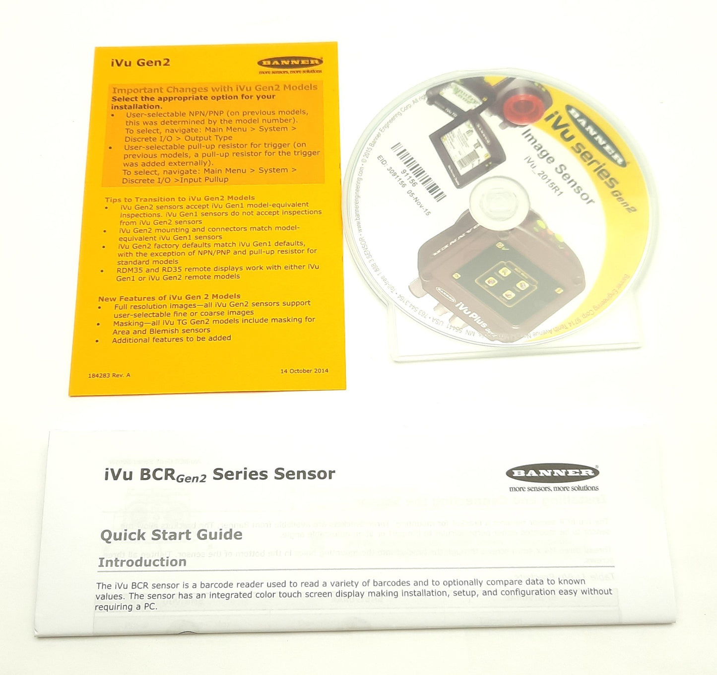 New Banner IVU2RBI16 iVu BCR Gen2 Barcode Reader IR Ring Light 16mm Lens 10-30VDC