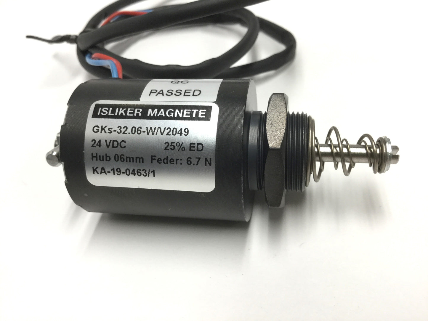 Used Isliker GKs-32.06-W Push Solenoid 24VDC, 6mm Stroke, Spring Return, 25% ED
